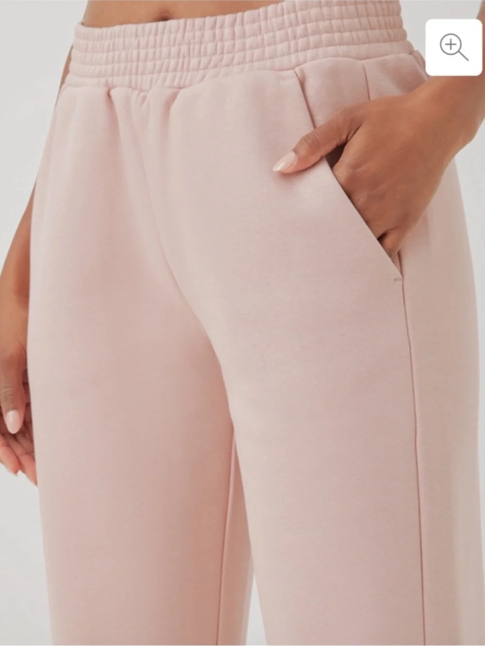 Pact Courtside Pink Split Hem Organic Cotton Fleece Sweatpants Wide Leg SZ Large - Picture 5 of 13